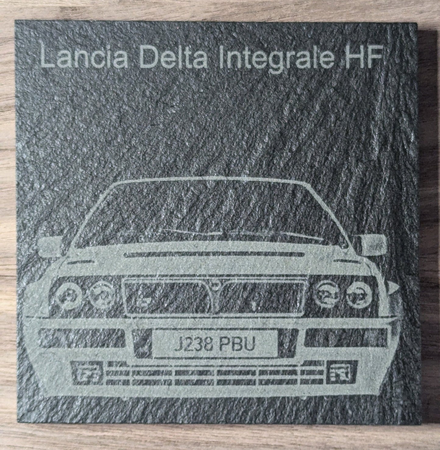 Lancia Delta Integrale slate coaster personalised reg