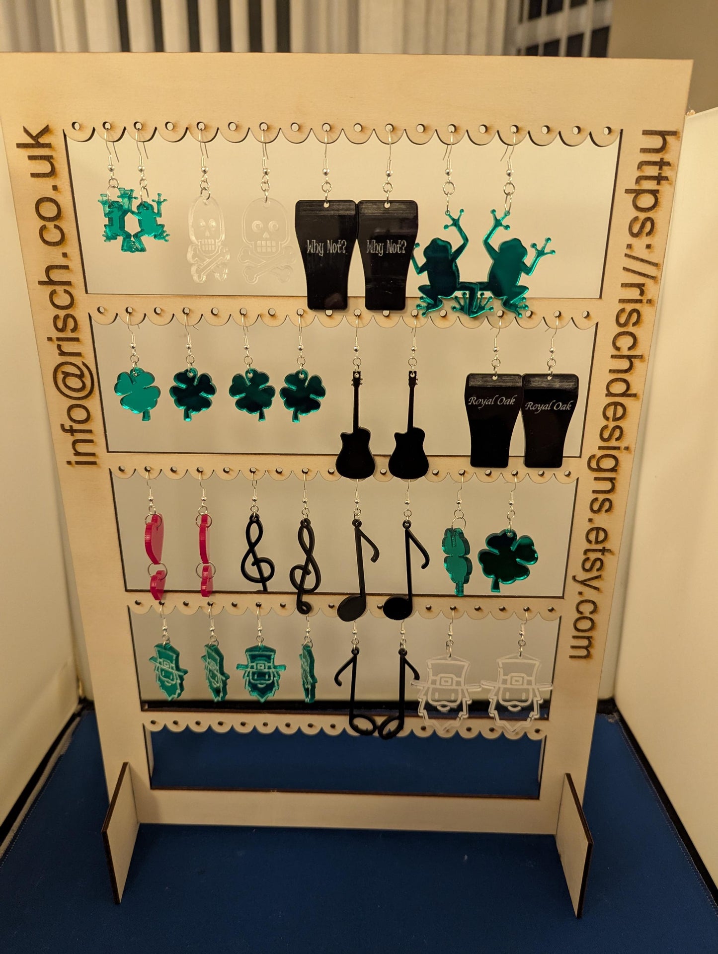 Green Mirror Acrylic Leprechaun Earrings – Unique, Handcrafted Statement Jewelry