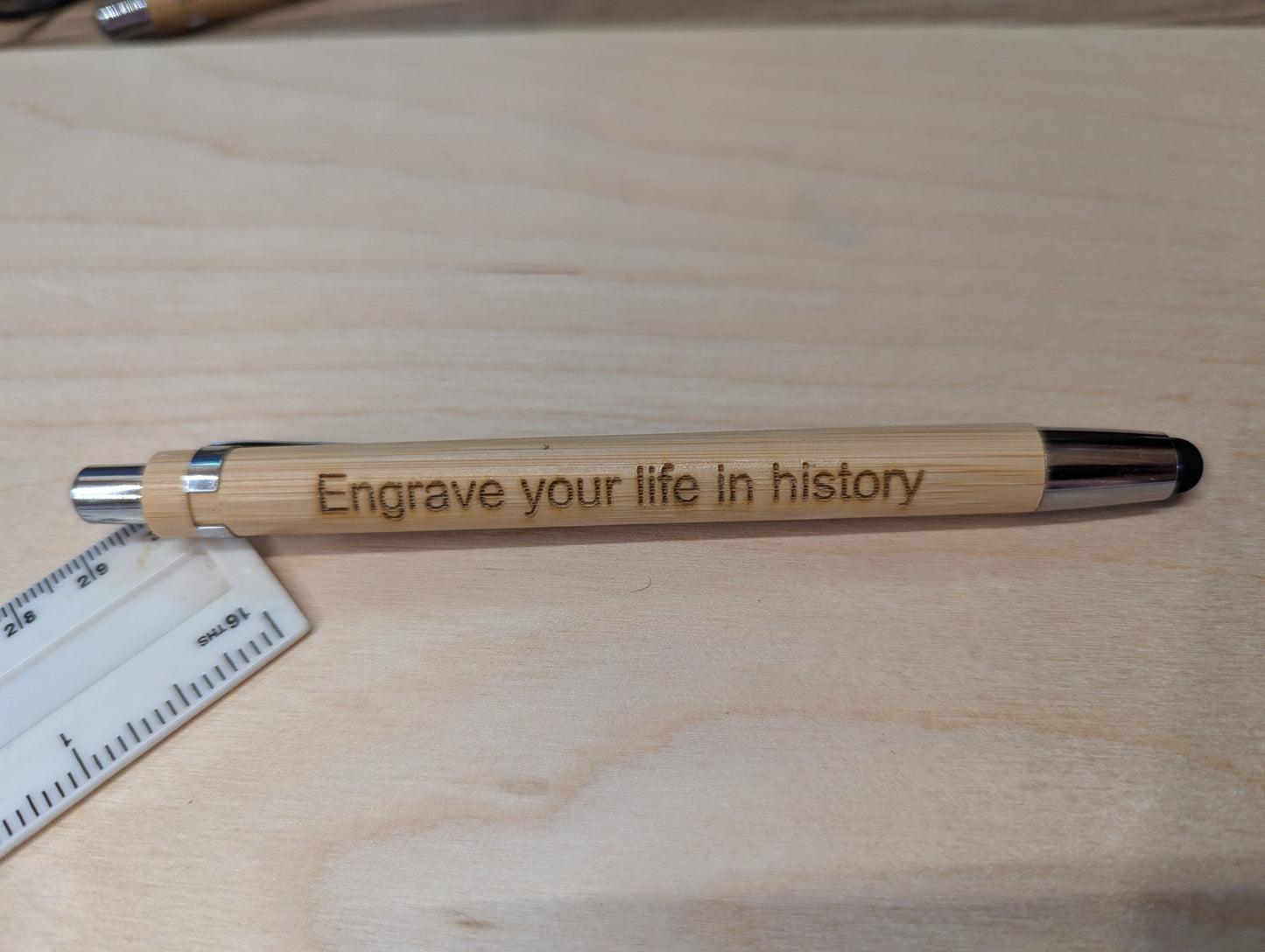 Personalised Bamboo Ballpoint Pen with Stylus Tip