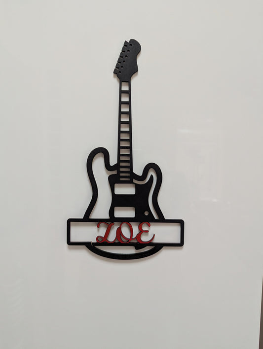 Personalised Laser Cut Guitar Sign – Custom Name Music Wall Art (Unpainted)