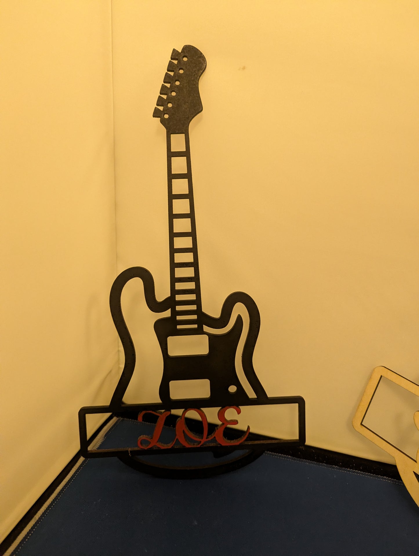 Personalised Laser Cut Guitar Sign – Custom Name Music Wall Art (Unpainted)