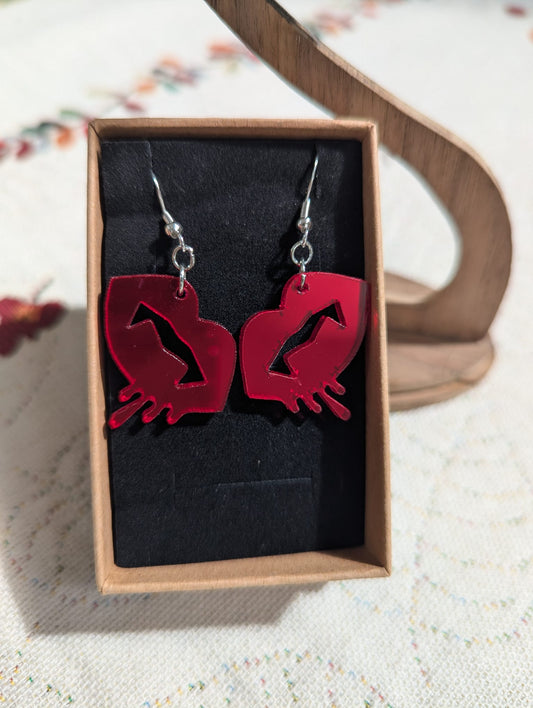 Red Mirror Acrylic Vampire Lips Earrings