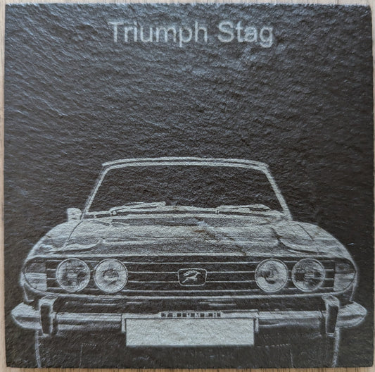 Triumph Stag slate coaster personalised reg