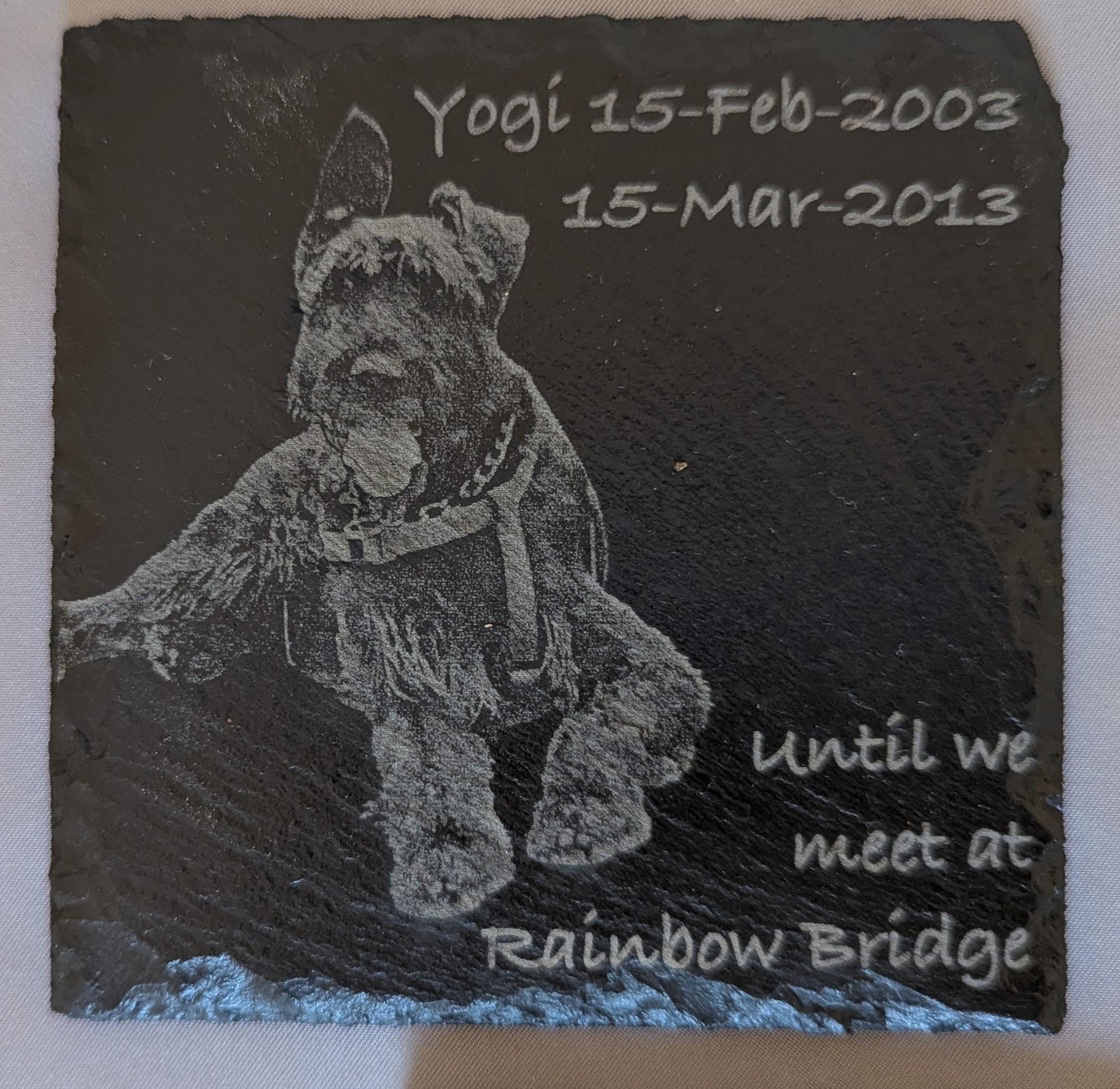Personalised Pet Slate Coaster – Engraved with Photo, Name & Phrase
