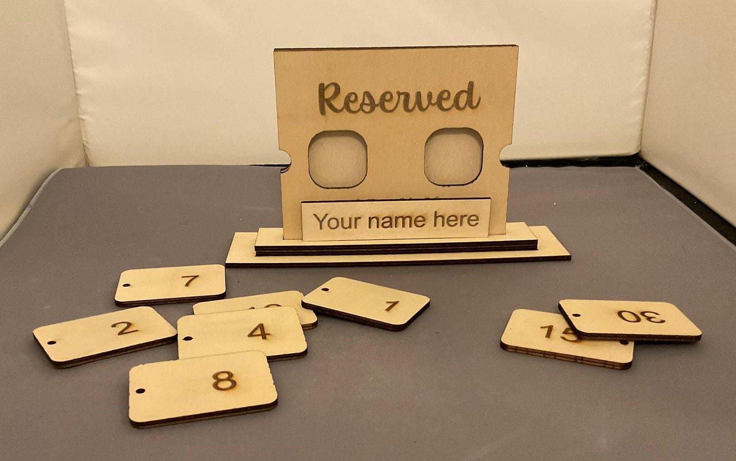 Wooden Personalised Reserved Table Sign with Times, Restaurant Reserved Table Signs, Cafe Reserved Table Signs