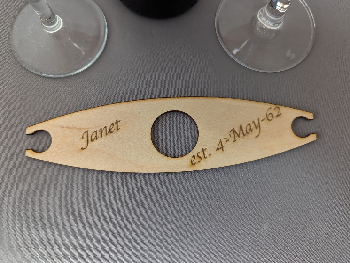 Personalised Handcrafted Wooden Wine Glass Butler | Perfect for Wine Lovers | Holds 2 Glasses and Bottle | Wine Night Essential