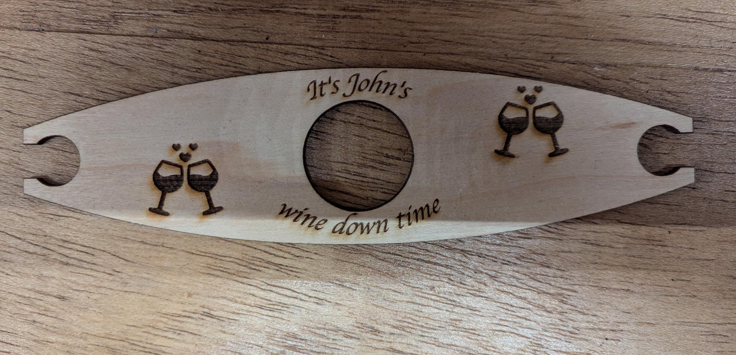 Personalised Handcrafted Wooden Wine Glass Butler | Perfect for Wine Lovers | Holds 2 Glasses and Bottle | Wine Night Essential