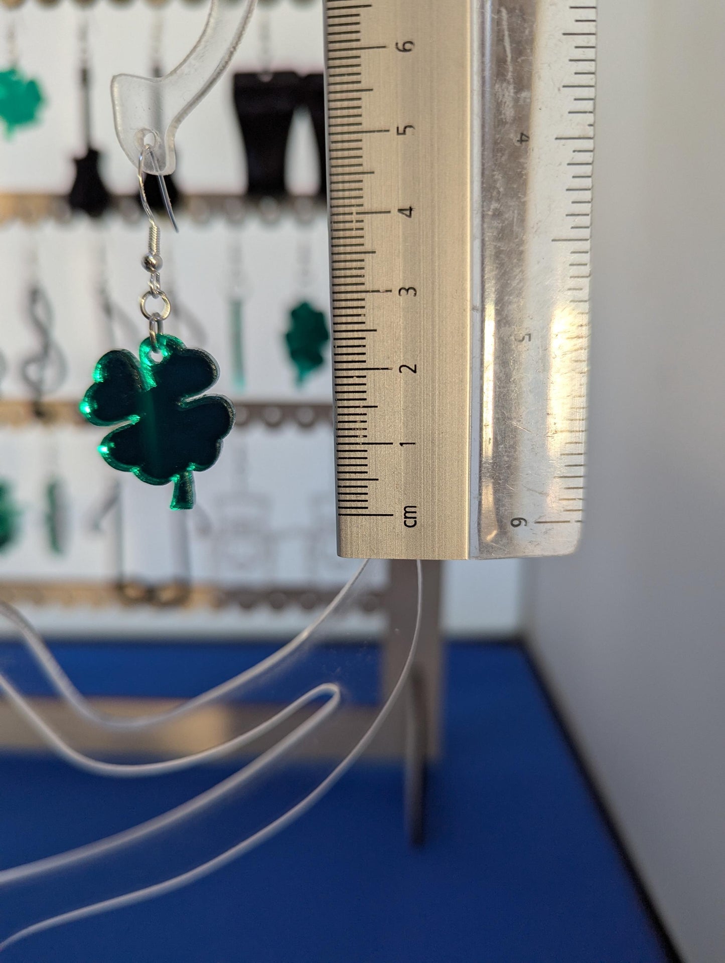 Green Mirror Acrylic Shamrock Earrings – Unique, Handcrafted Statement Jewelry