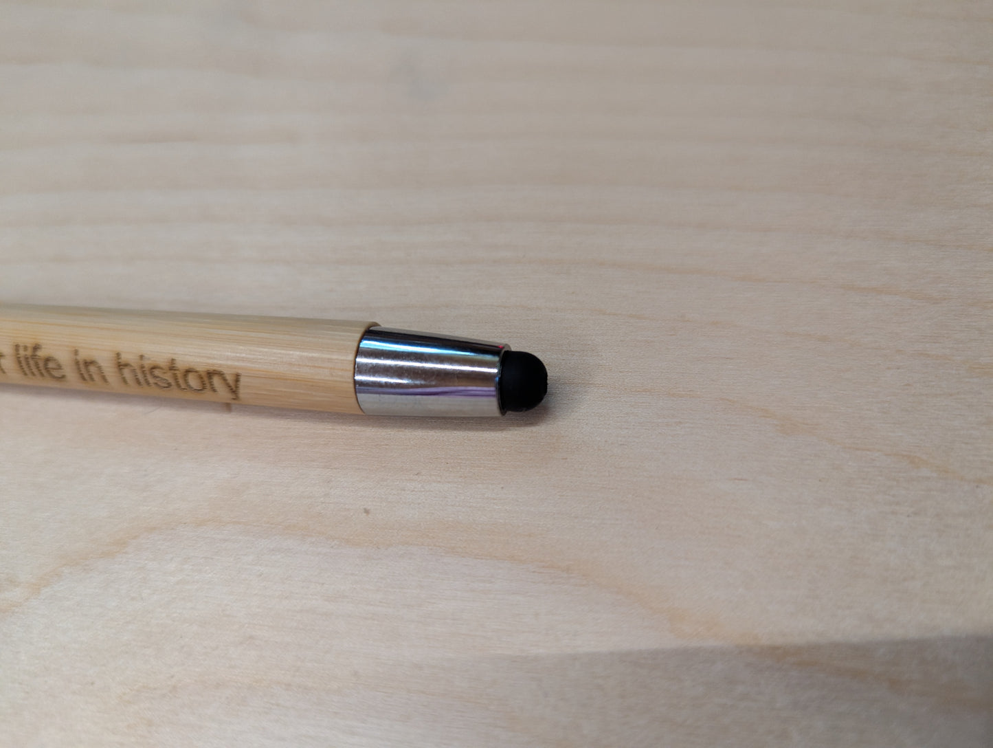 Personalised Bamboo Ballpoint Pen with Stylus Tip