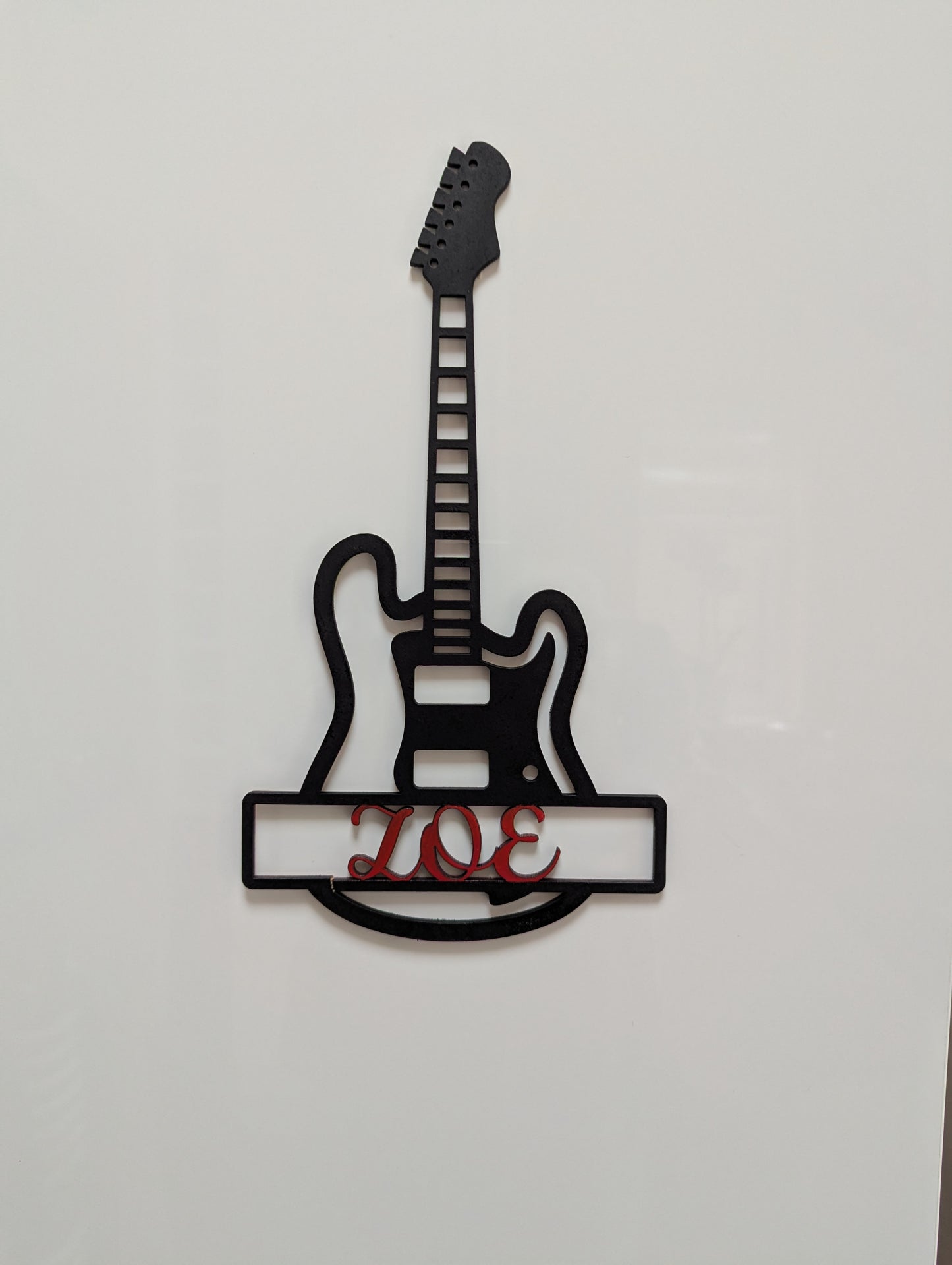 Personalised Laser Cut Guitar Sign – Custom Name Music Wall Art (Unpainted)