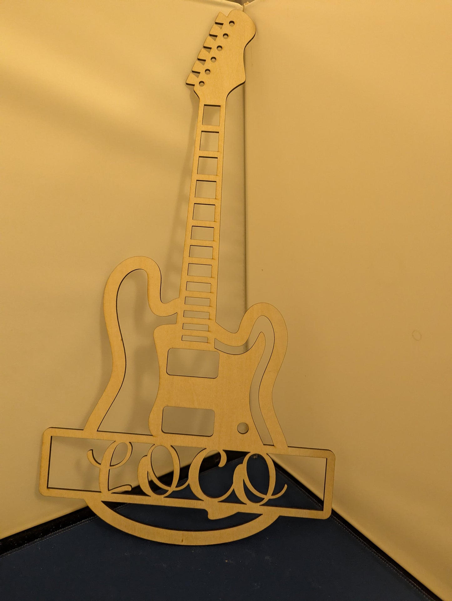 Personalised Laser Cut Guitar Sign – Custom Name Music Wall Art (Unpainted)