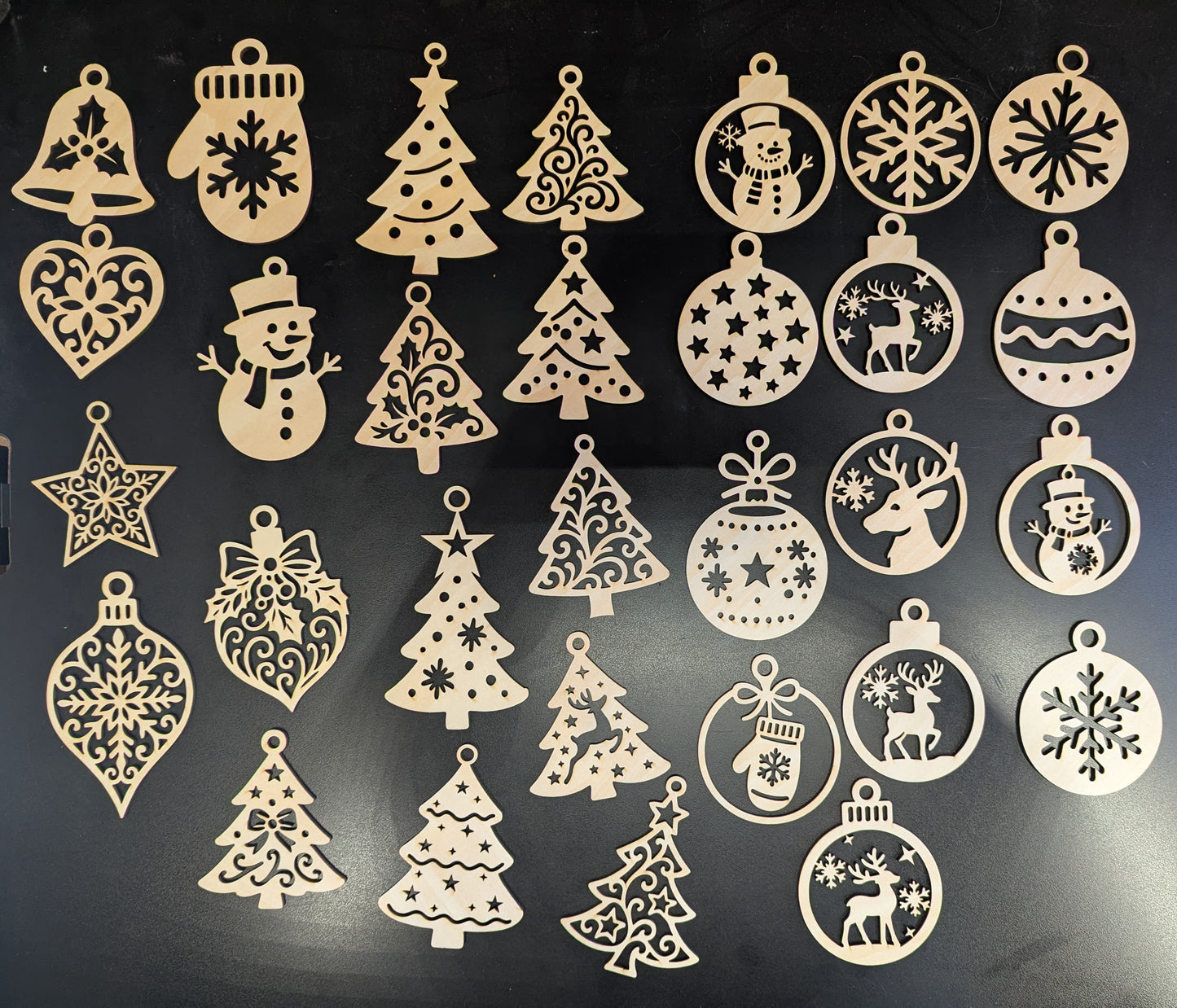 Laser-Cut Wooden Christmas Tree Decorations