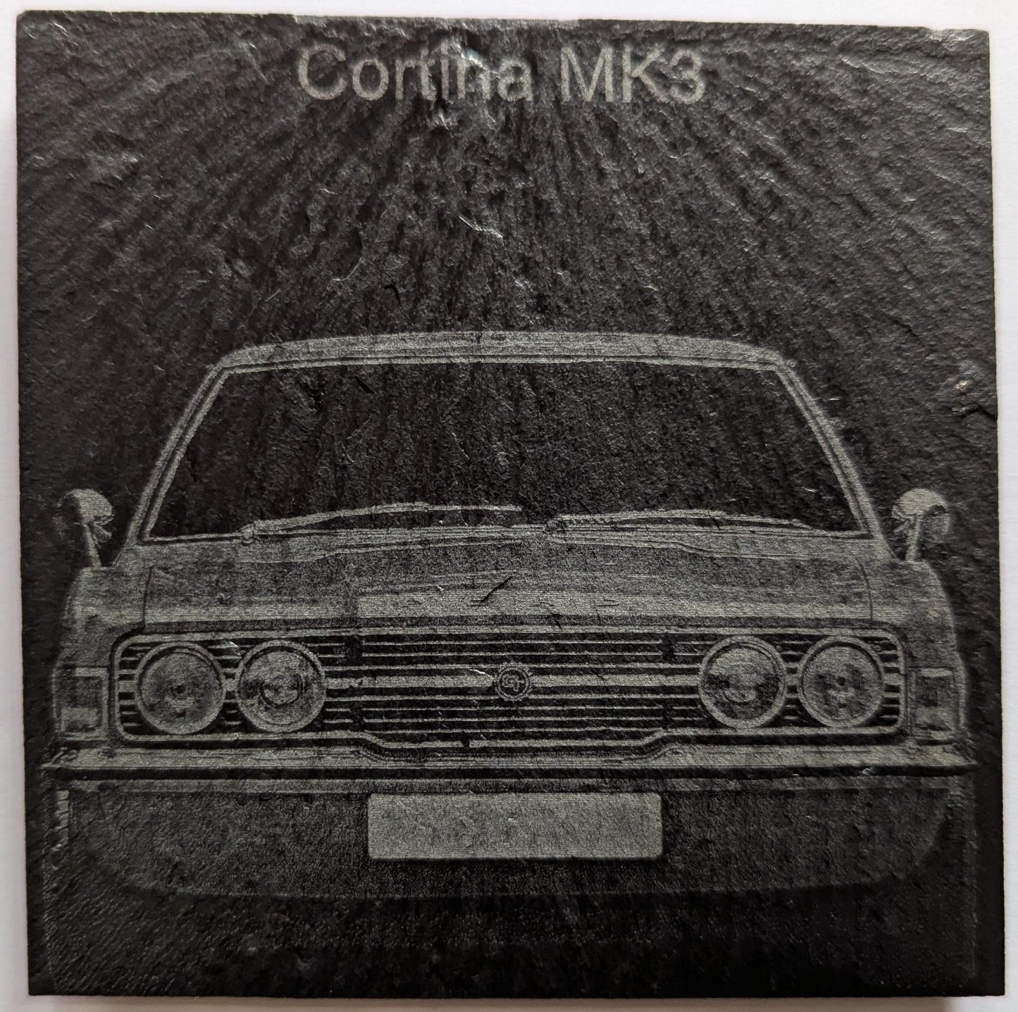 Ford Cortina MK3 slate coaster personalised reg