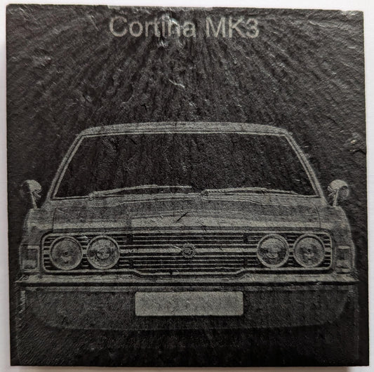 Ford Cortina MK3 slate coaster personalised reg