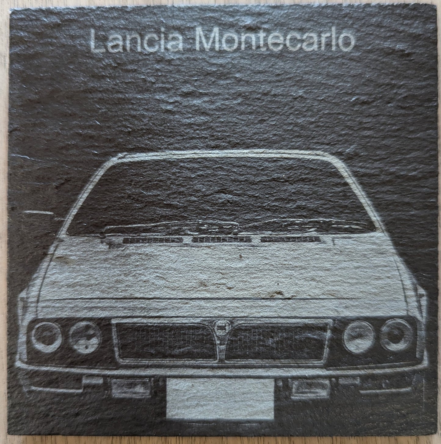 Lancia Montecarlo slate coaster personalised reg