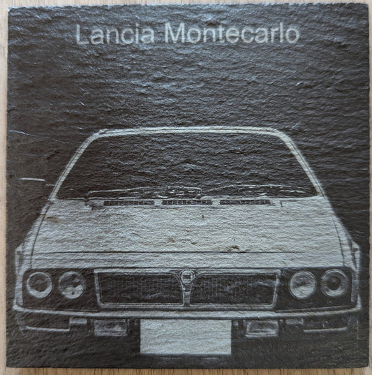 Lancia Montecarlo slate coaster personalised reg