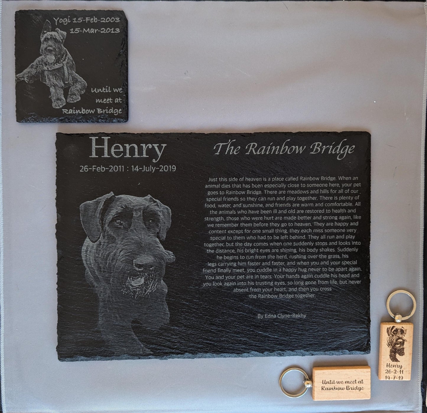 Personalised Pet Slate Coaster – Engraved with Photo, Name & Phrase